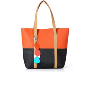 Contrast Color PU Handbag