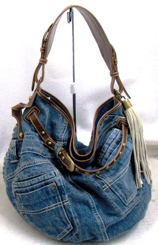 Bag Denim Jean Wholesale Leather Tassels Washing Stones Jeans Bags Made Of Cloth Tote Bag Jeans ...