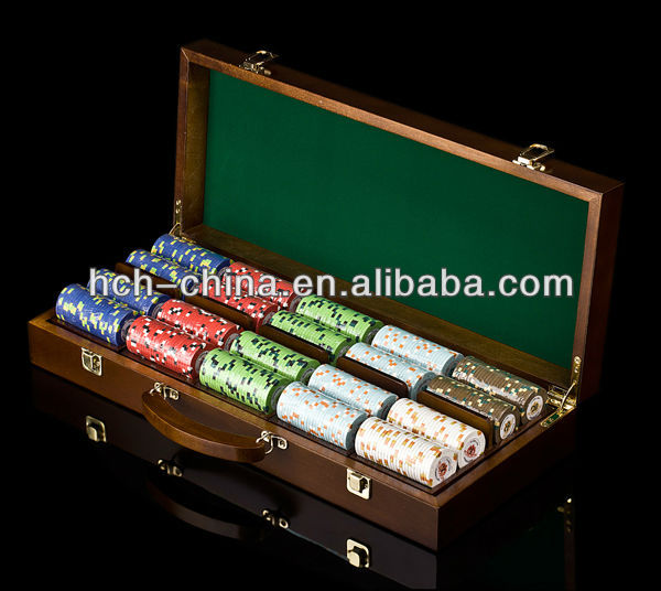 Wooden poker chip case 500