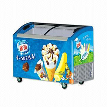 Ice Cream Display Freezer With Aluminum Profiles And Plastic Sides