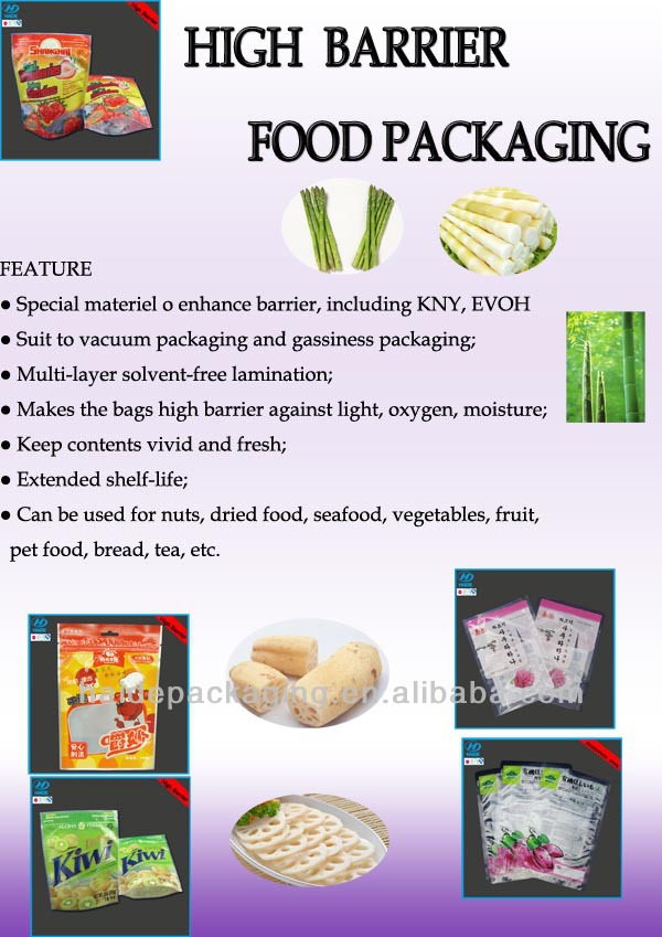 custom printed high temperture plastic bags/food