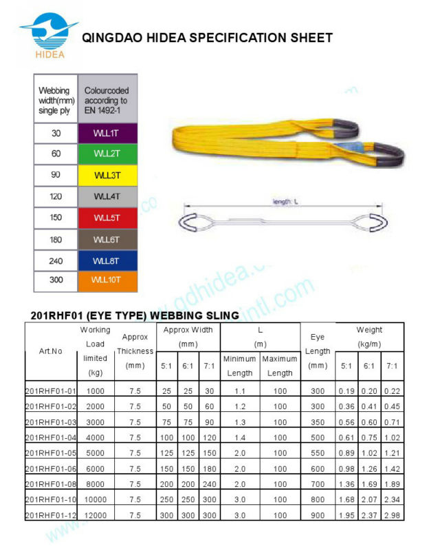 Eye Type Polyester Lifting Lashing Flat bing Sling With Hook And
