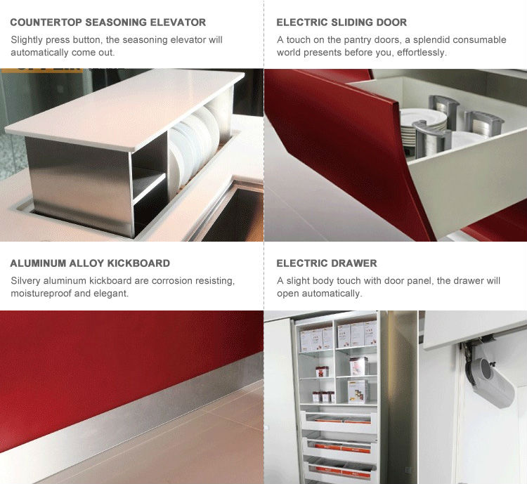Oppein Gabinetes De Cocina De Color Rojo A Medida Modular Moderno