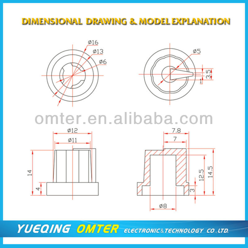 TOP Quality bakelite bakelite control knob 6.2mm