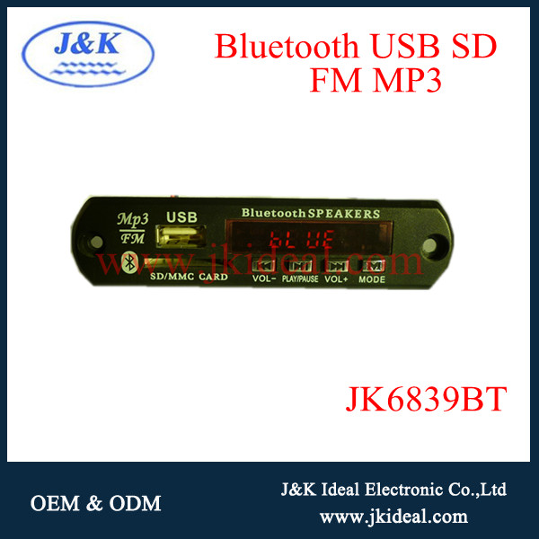 JK6839 usb sd fm radio speaker amplifier mp3 module for mp3 player