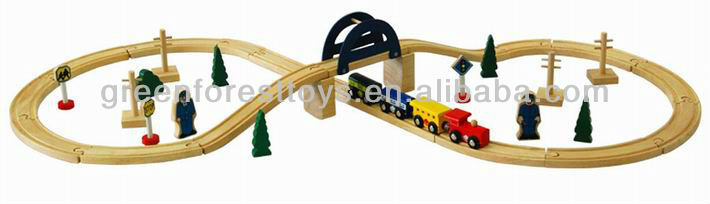 مجموعة السكك الحديدية الخشبية, طقم سكك حديدية خشبي ميليسا ودوج, wooden railway set mountains  Traditional 37pcs Railway Train Toy for Kids Wooden Track Toy Set