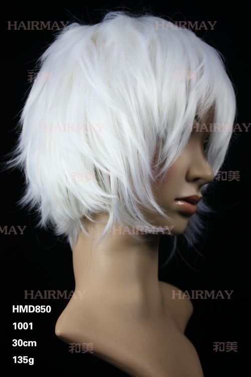 anime cast ,white hair long bang cosplay party wigs for men