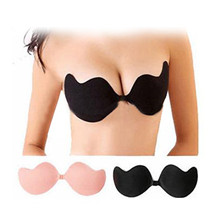 Women Self-Adhesive Push Up Silicone Bust Front Closure Strapless Invisible Bra