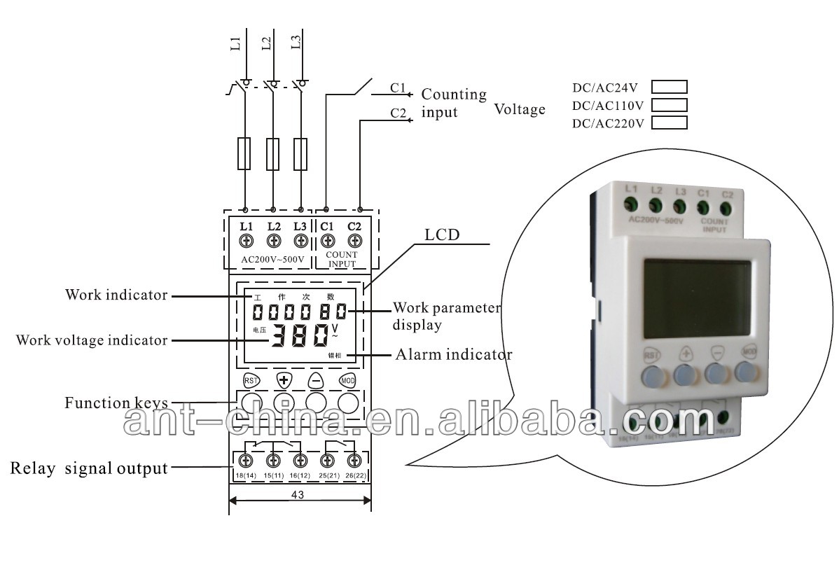 Lcd 3 Phase Failure Phase Sequence Relay,Ant Electronic ...