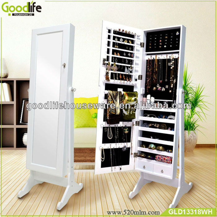 Goodlife high quality diy wooden jewelry armoire decorative mirror 