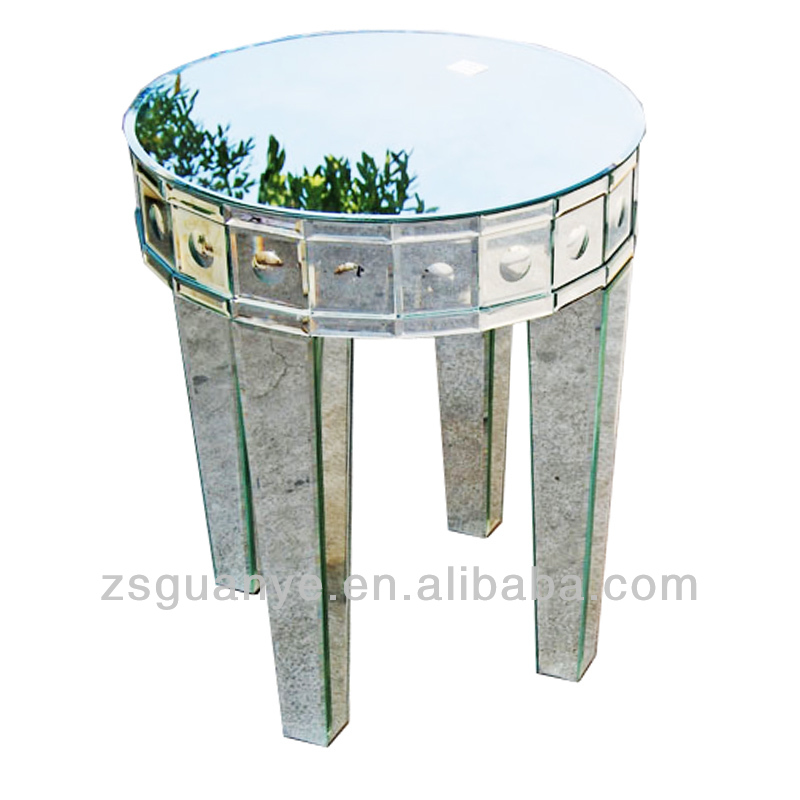 Small silver round mirrored besides with shining pots, mirrored ... - Small silver round mirrored besides with shining pots, mirrored nightstand,  mirrored side table,