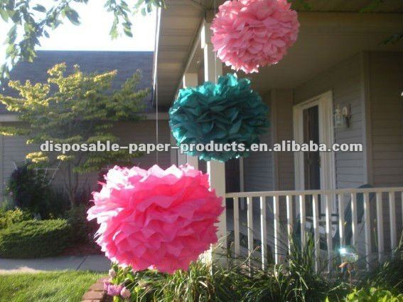 JoinwinÂ® 12PCS Mixed Sizes Pink Tissue Paper Flower Pom Poms Pompoms...