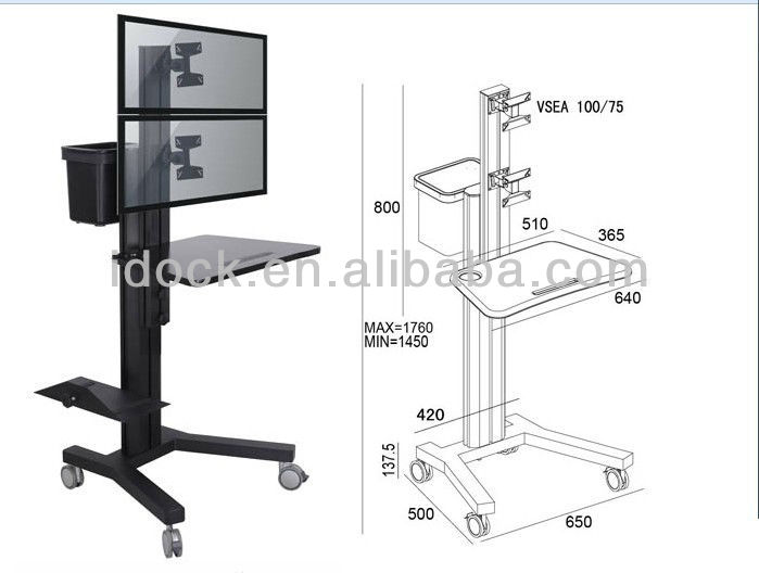 Pc Mobile Cart/computer Desk/laptop Desk Vz1602a - Buy Pc Mobile Cart