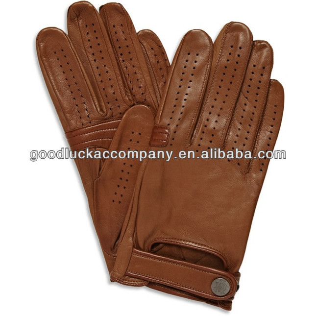 Brown super soft lined leather driving gloves for men