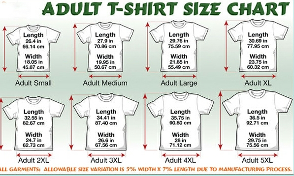 Mens T Shirt Size Chart India
