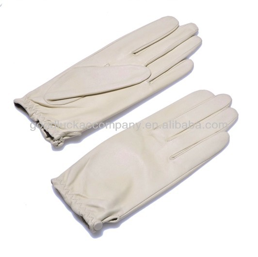 women wearing white short leather gloves manufacture