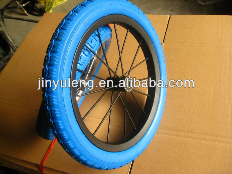 12/14 inches alloy Carbon steel PU foam bicycle wheel ,pneumatic bike wheel ,Baby carrier wheel