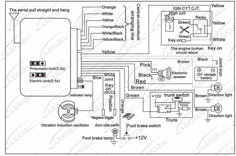 2016 Universal One-way Car Alarm Cf898f With Long Distance ... spy car alarm wiring diagram 