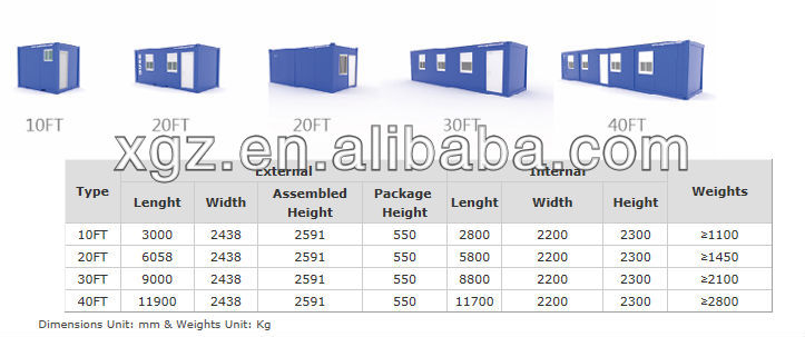 20 feet container pre house prefab houses made in china