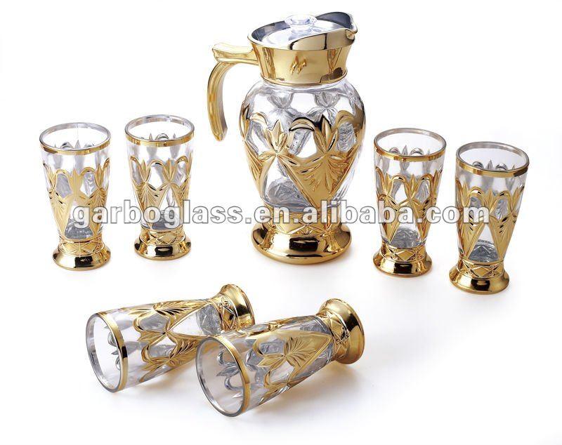 Drinkingware Plating Kaca Tumbler Tabung Gelas Mewah Set Gambar