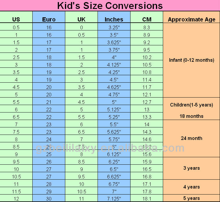 men's shoe size to grade school