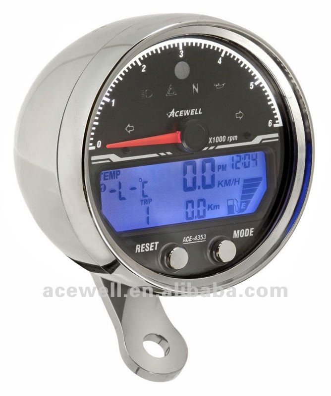 Speedometers - M-52 - MD52-253 52mm Round Speedometer With Tachometer | Digi Dash | Digital Speedomter | Motorcycle Computer