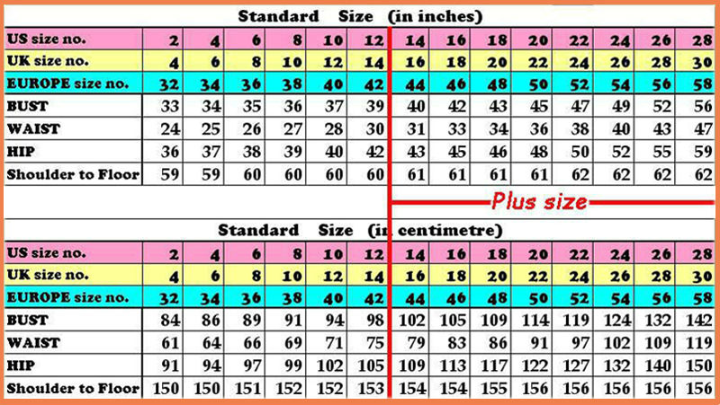 Ladies Dress Size Chart In India