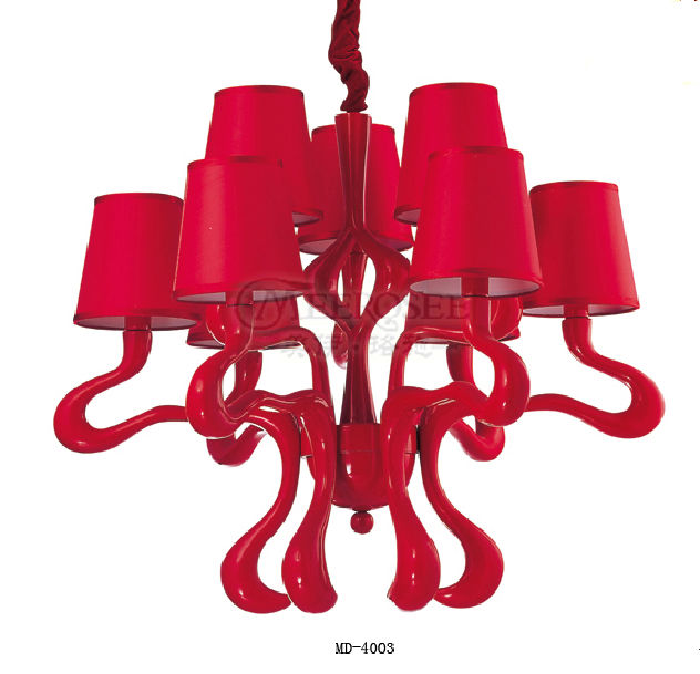red chandelier modern
