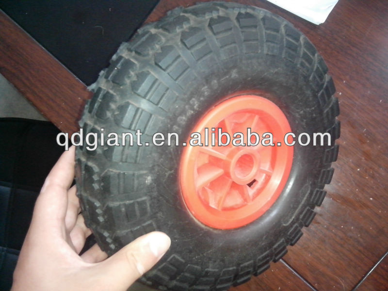 PU foam rubber wheel 410/350-4 PU flat free wheel