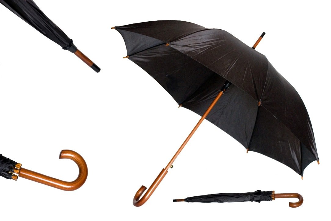 24 Black Color Wooden Handle And Shaft Rain Umbrella Buy Rain for Rain Umbrella With Wooden Handle