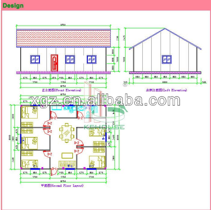 Slop roof steel frame prefabricated residential house
