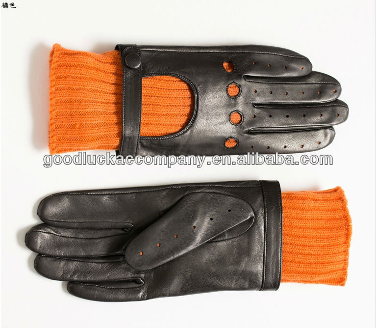 Women's warm driving gloves with customized wool inside in winter