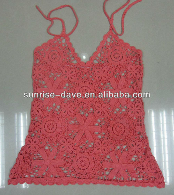 coral crochet top