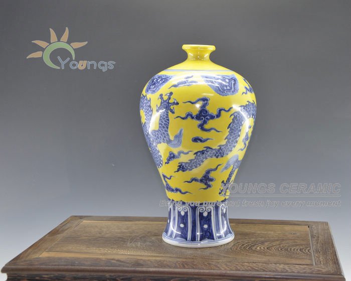 Ming Dynasty Antique Reproduction Oriental Porcelain Yellow Blue