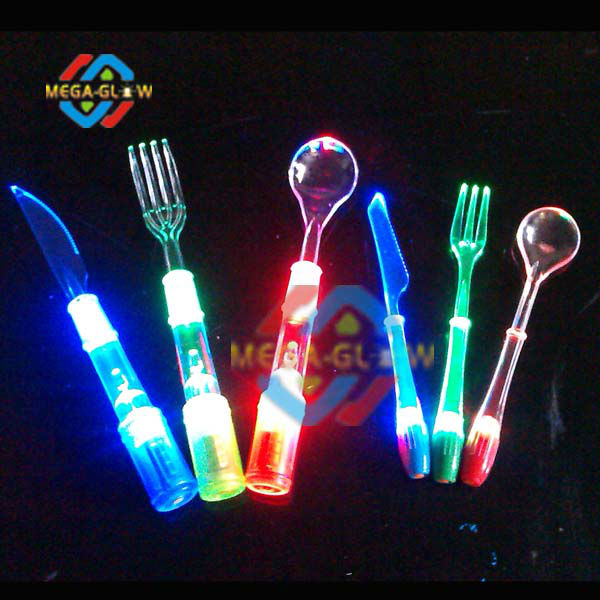 Night Bar Led Flashing Cutlery Plastic Spoon Light Up Plastic Spoon