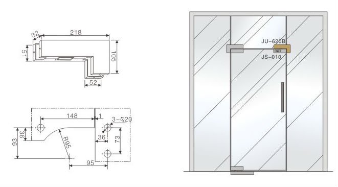 Architectural Frameless  Glass Door Glass Patch Hinge With 