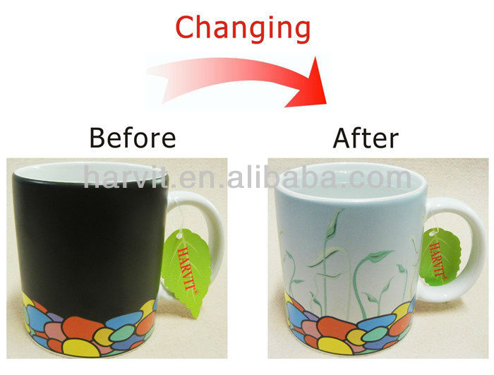 Ceramic Tea Cup Heat Sensitive Color Changing Temperature Change Ceramic Tea Cup Heat Sensitive Color Changing Temperature Change Magic Mug Personalized Hot Water