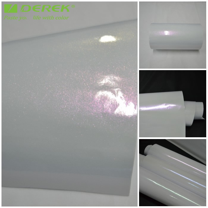 Glossy White Pearl Vinyl Car Wrap With Pink Glitter Buy White Pearl