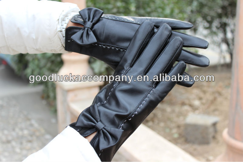 High quality ladies leather gloves with butterfly ,sexy and fashion