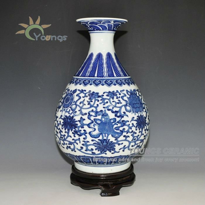  Cina  Antik Merah Dan Biru Glazed Ceramic Pot  Bunga Vas 
