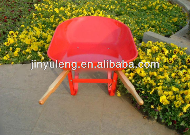 WB6101 New garden Wood handle plastic tray wheelbarrow