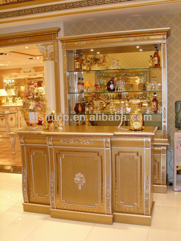 Classical Wooden Gold Colour Bar Furniture Set,Hand Carved,24k Gold