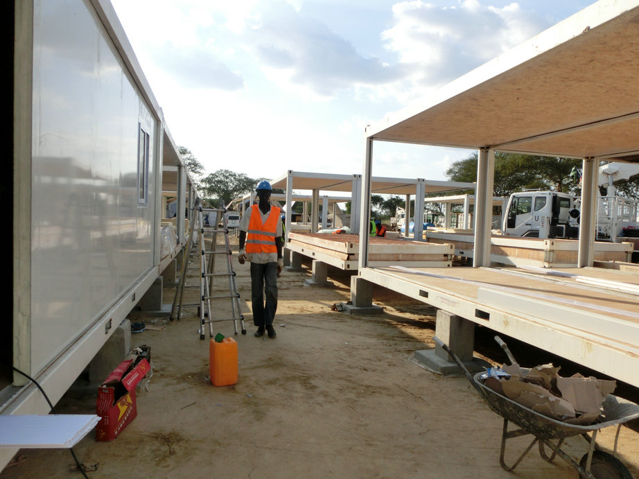 Flat pack container house camp in South Sudan for the UN