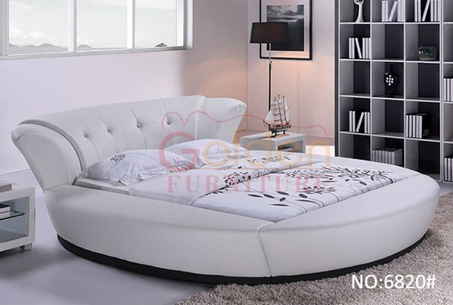 White Leather Cheap Round Bed On Sale Romantic Bedroom Sex Furniture