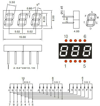 0.25" 3 Digits 7 Segment Mini Digital Led Display - Buy Mini Digital ...
