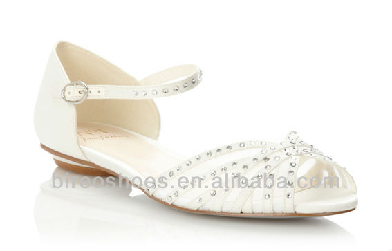 White Wedding Shoes Bridal No Heel Style We061 White Wedding Shoes Bridal No Heel Style We061