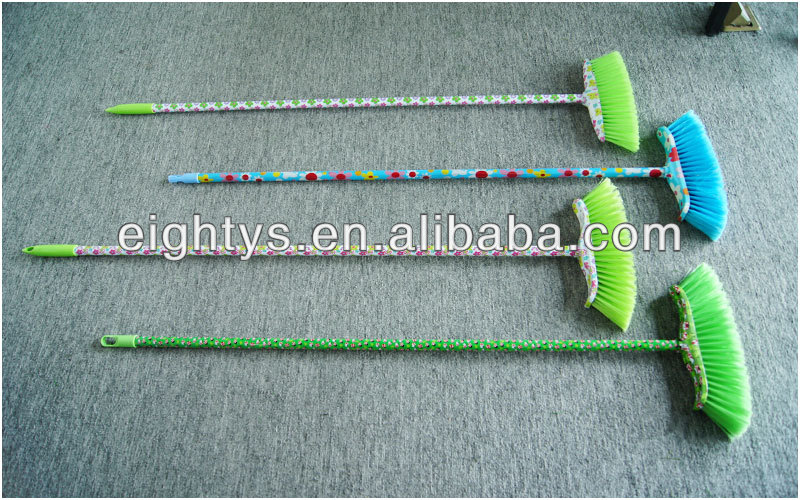 Flower Design Printed Broom Head Colorful Design Broom Broom Stick