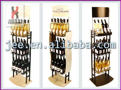 Practical Free Flooring Wine Bottle Display Rack Retailed Standing Practical Free Flooring Wine Bottle Display Rack Retailed Standing Bottles Shelf Metallic
