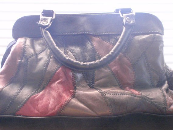Leather Patchwork Handbag Handsewing Patch Work Genuine Hand Bag Fashion