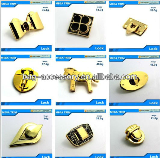 Fancy Style Light Gold Hardware Turn Lock Zinc Alloy Metal Bag Fancy Style Light Gold Hardware Turn Lock Zinc Alloy Metal Bag